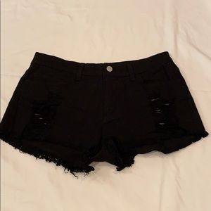 O2 black jean shorts. Size large. Never worn